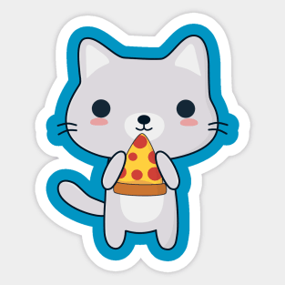 Cute Pizza Eating Cat T-Shirt Sticker